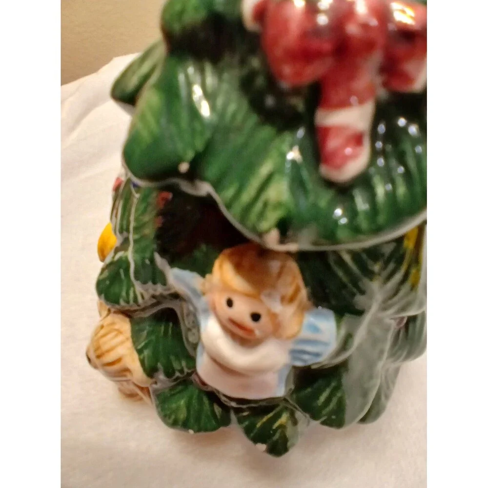 Vtg Mini Christmas Tree Trinket Box 5.5